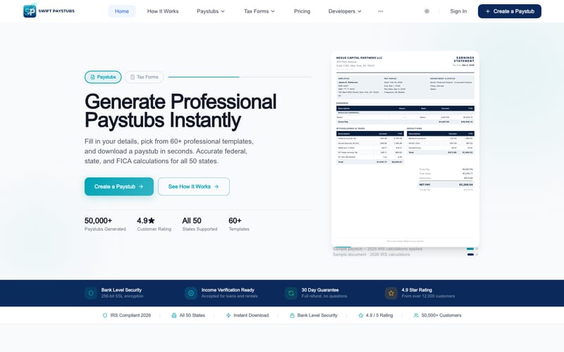 SwiftPaystubs preview